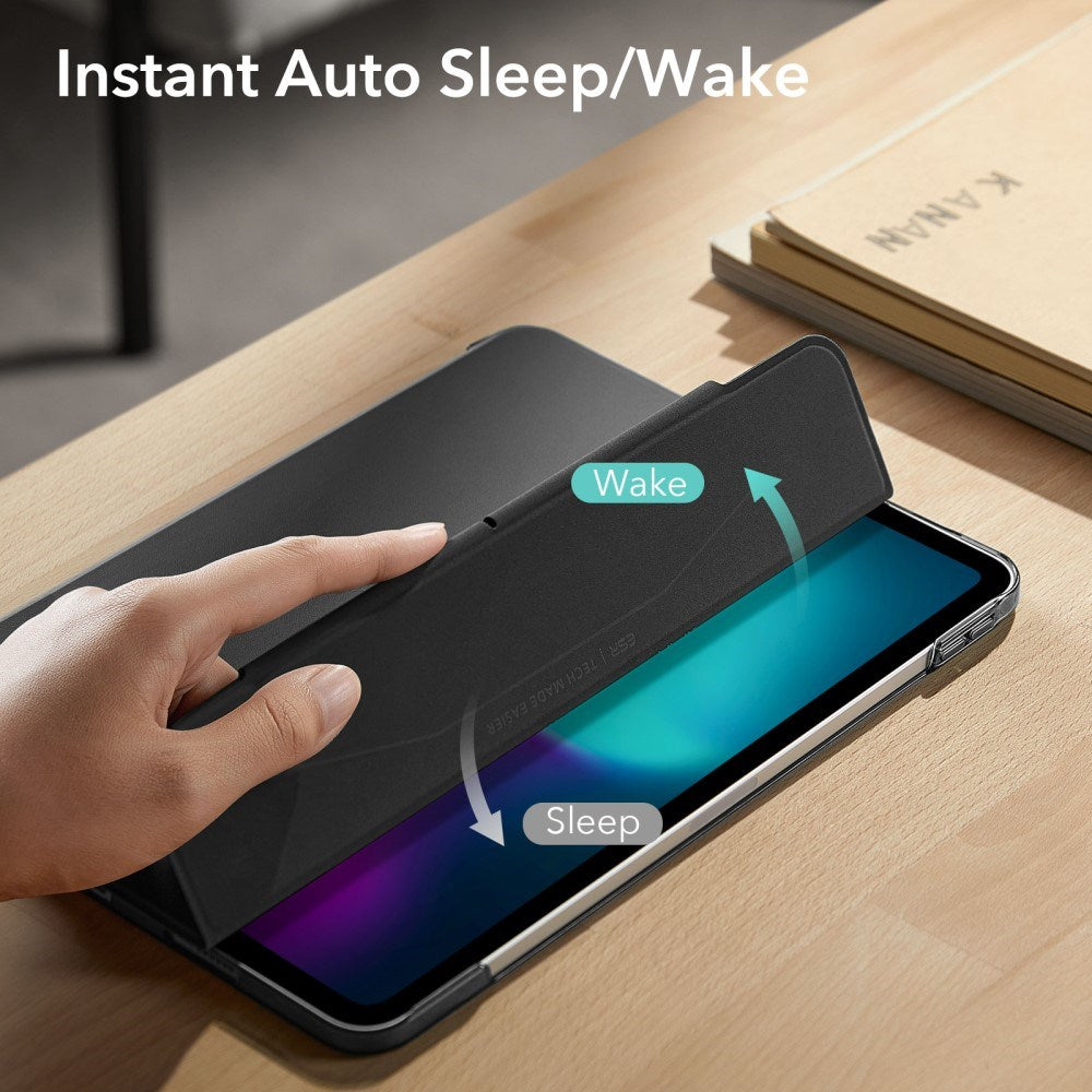 ESR iPad Air 13" (2025 / 2024) / Pro 12.9 (2022 / 2021) Tri-Fold Flip Cover m. Apple Pencil Holder - Sort