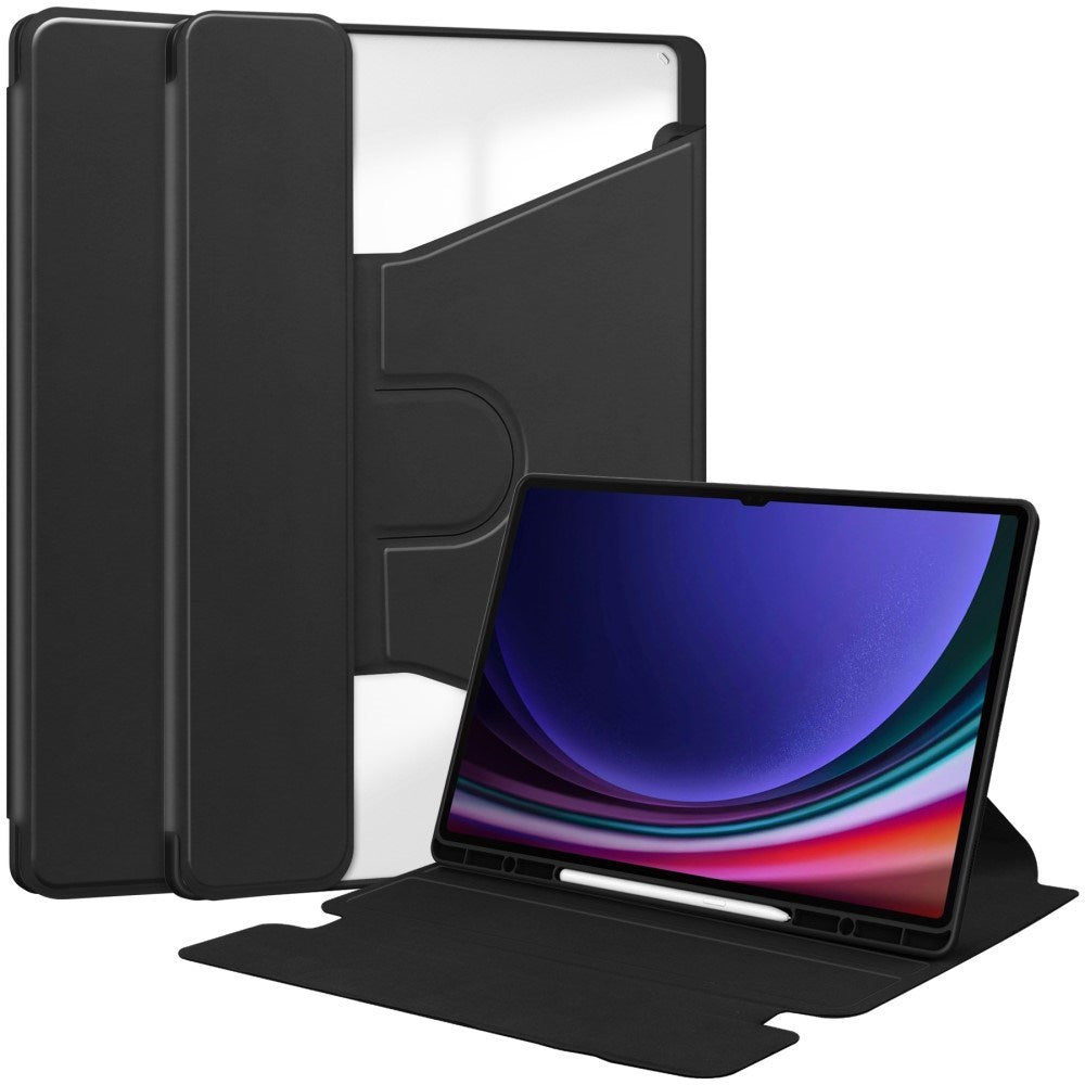 EIDERWOOD Samsung Galaxy Tab S10 Ultra - Vegansk Læder Cover m. Roterende Ståfunktion - Sort