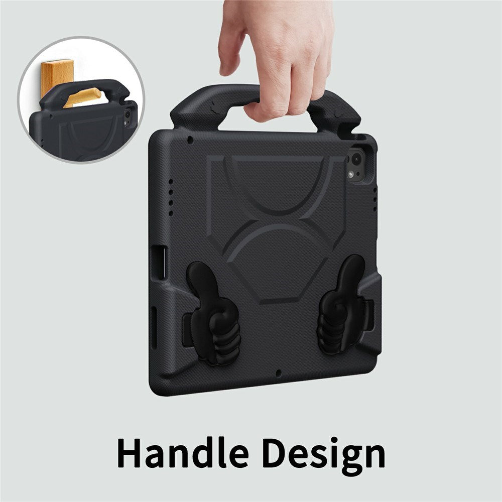 iPad Pro 12.9" (2022 / 2021 / 2020 / 2018) / Air 13" (2025 / 2024) / Pro 13" (2025 / 2024) - EIDERWOOD Børne Cover m. Thumb Kickstand - Sort
