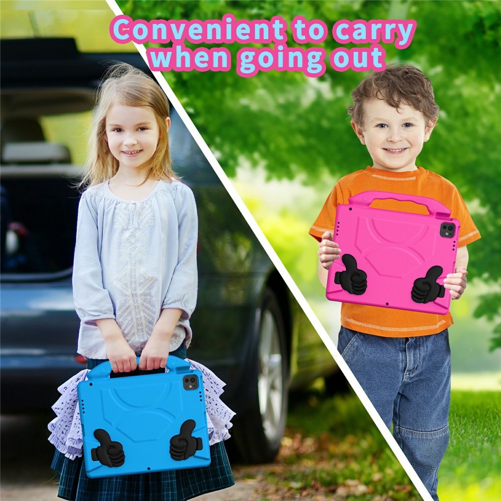 iPad Pro 12.9" (2022 / 2021 / 2020 / 2018) / Air 13" (2025 / 2024) / Pro 13" (2025 / 2024) - EIDERWOOD Børne Cover m. Thumb Kickstand - Blå