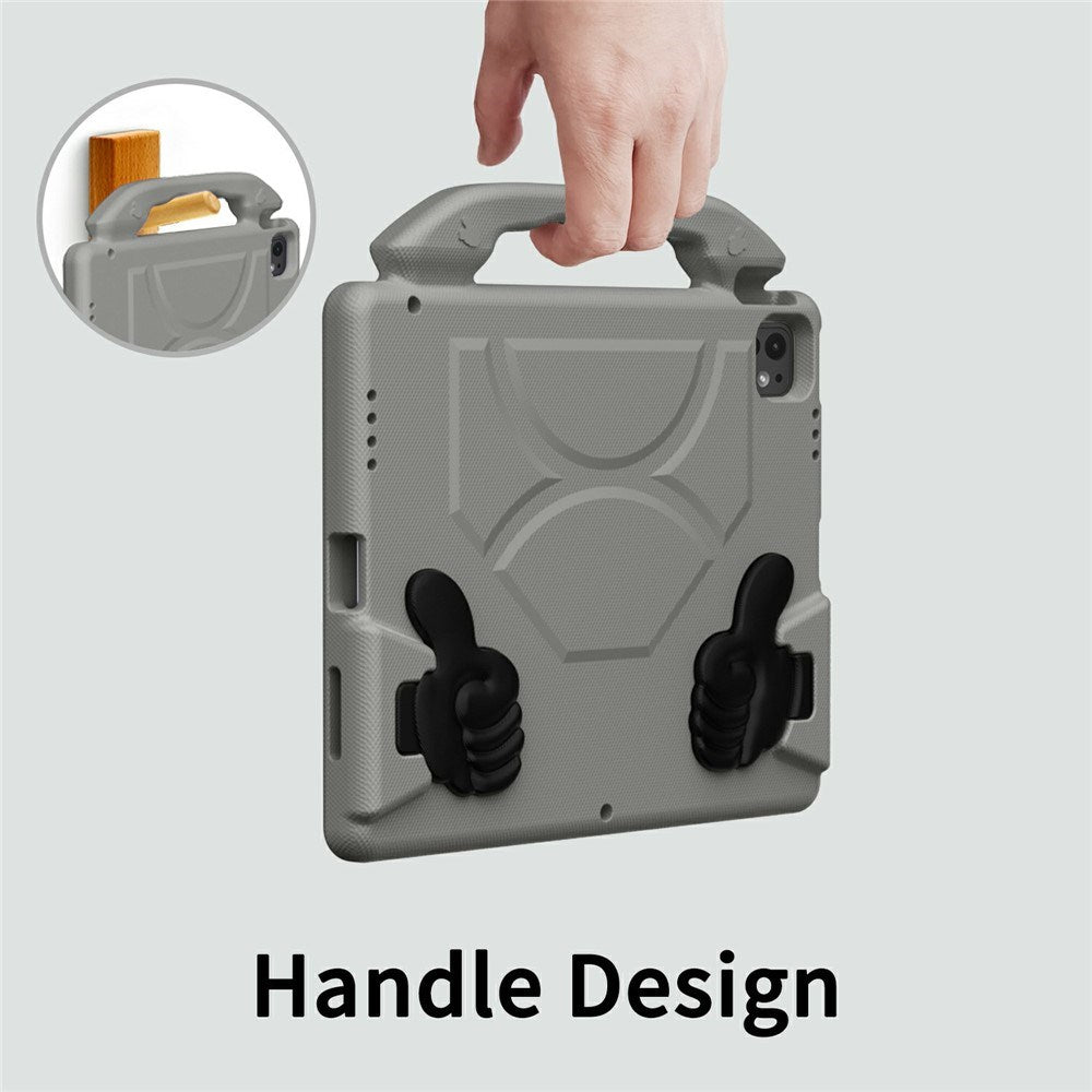 iPad Pro 12.9" (2022 / 2021 / 2020 / 2018) / Air 13" (2025 / 2024) / Pro 13" (2025 / 2024) - EIDERWOOD Børne Cover m. Thumb Kickstand - Grå