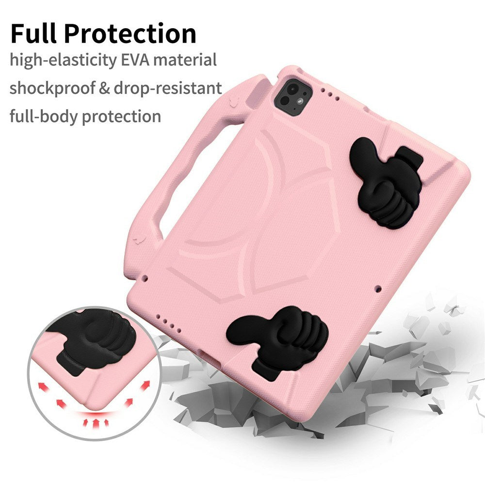 iPad Pro 12.9" (2022 / 2021 / 2020 / 2018) / Air 13" (2025 / 2024) / Pro 13" (2025 / 2024) - EIDERWOOD Børne Cover m. Thumb Kickstand - Lyserød