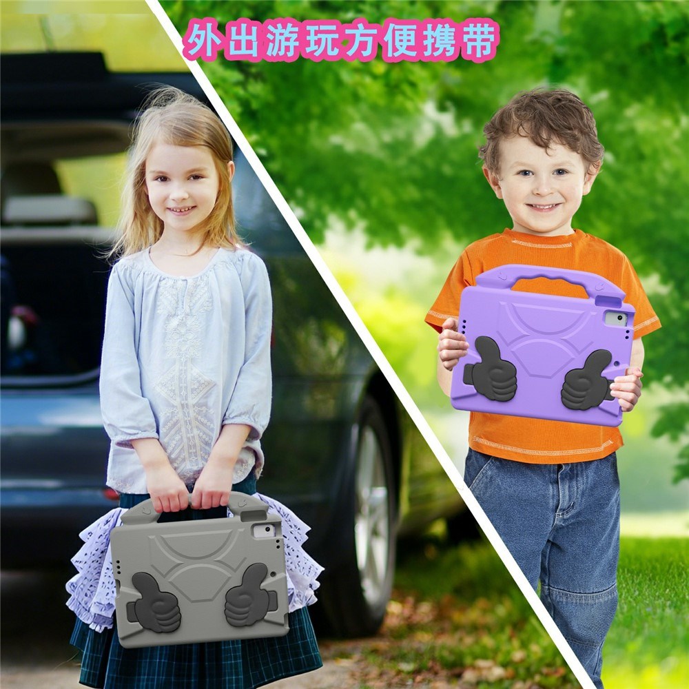 iPad 9.7" (2018 / 2017) / Air 2 / Air - EIDERWOOD Børne Cover m. Thumb Kickstand - Grå