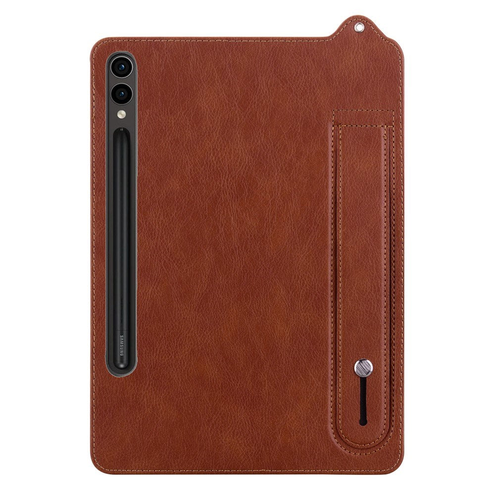 EIDERWOOD Samsung Galaxy Tab S11 Ultra Hårdt Plastik Cover m. Håndtag - Betrukket m. Kunstlæder - Brun
