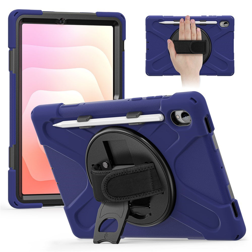 EIDERWOOD Samsung Galaxy Tab S11 Stødabsorberende Cover m. Roterbar Ståfunktion & Velcrostrop - Mørkeblå
