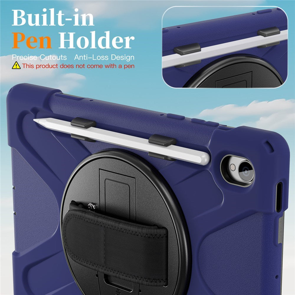 EIDERWOOD Samsung Galaxy Tab S11 Stødabsorberende Cover m. Roterbar Ståfunktion & Velcrostrop - Mørkeblå