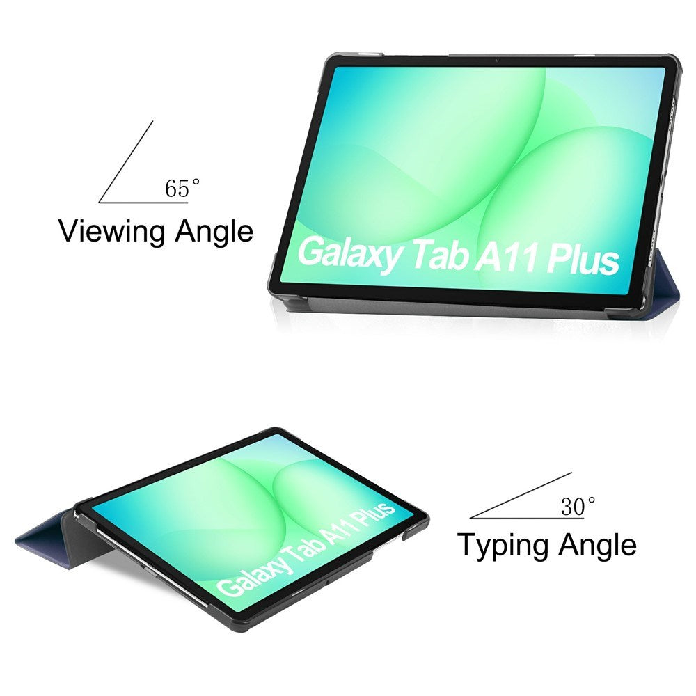 Samsung Galaxy Tab A11+ (Plus) EIDERWOOD Kunstlæder Tablet Cover m. Standerfunktion - Mørkeblå