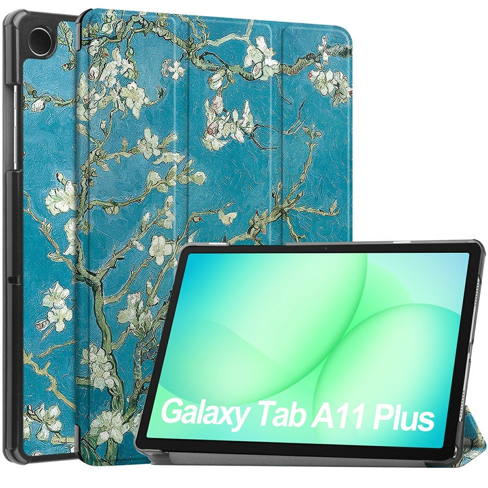 Samsung Galaxy Tab A11+ (Plus) EIDERWOOD Kunstlæder Tablet Cover m. Motiv - Blomster