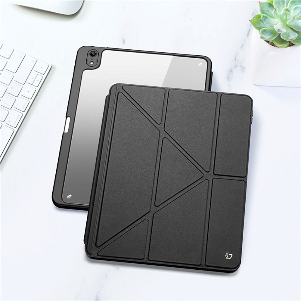 DUX DUCIS MAGI Series iPad 10.9" (2022) PU Læder / Plastik Flip Cover - Gennemsigtig / Sort