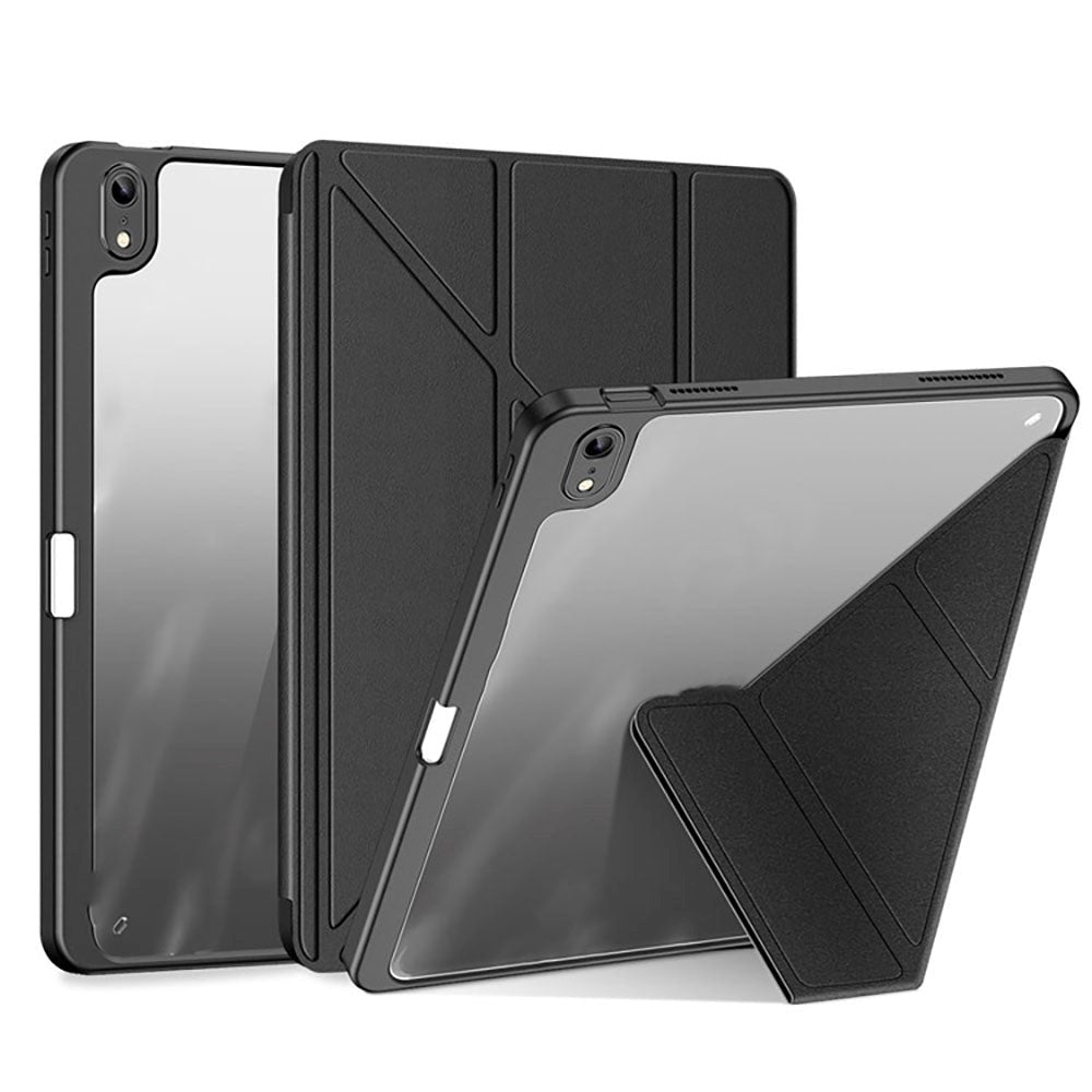 DUX DUCIS MAGI Series iPad 11" (2025) / iPad 10.9" (2024/2022) PU Læder / Plastik Flip Cover - Gennemsigtig / Sort