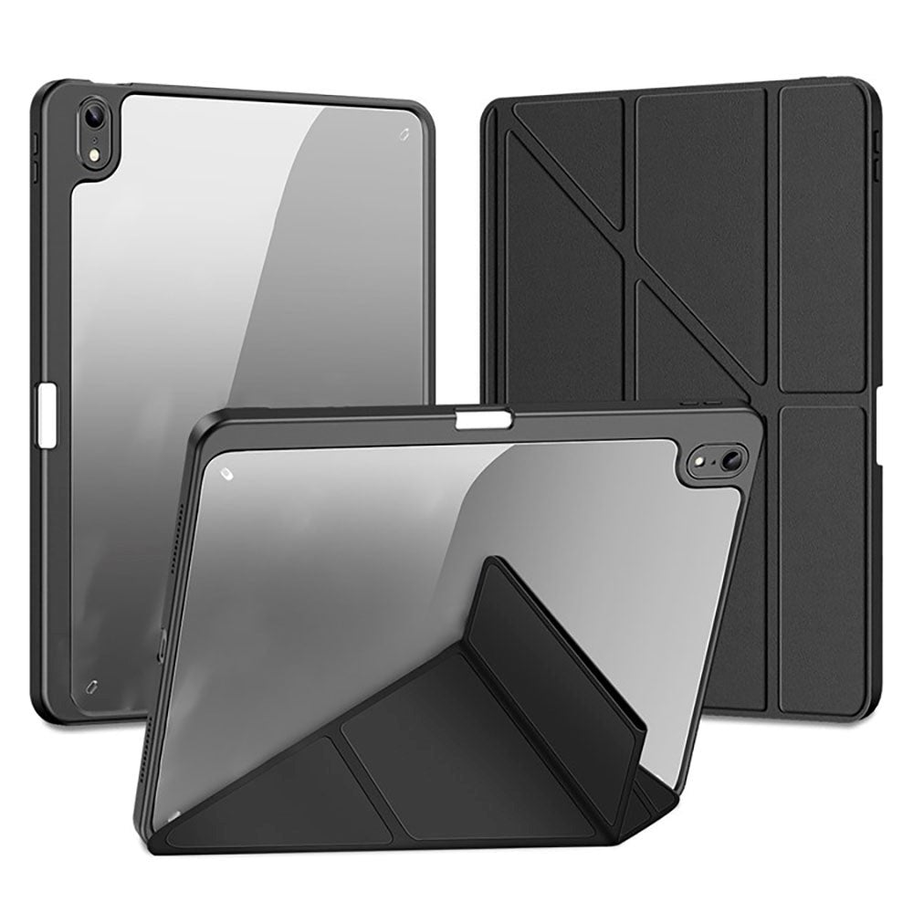 DUX DUCIS MAGI Series iPad 11" (2025) / iPad 10.9" (2024/2022) PU Læder / Plastik Flip Cover - Gennemsigtig / Sort