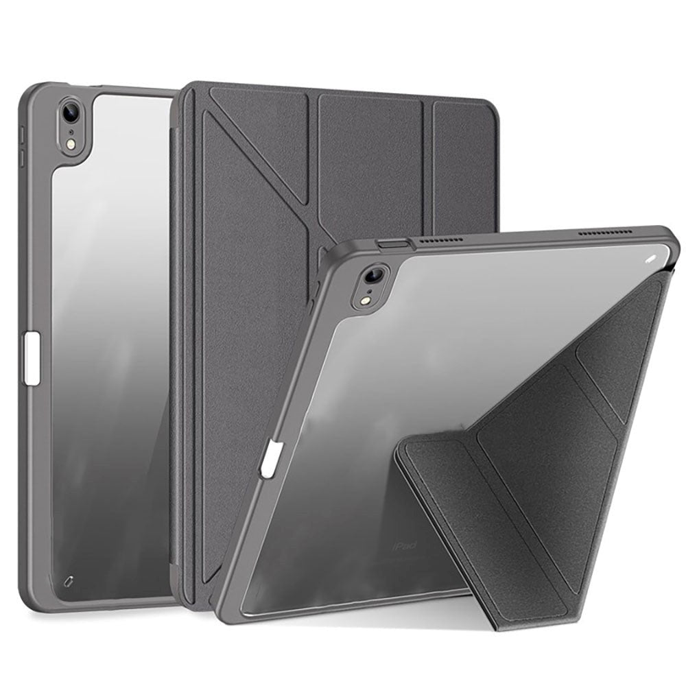 DUX DUCIS MAGI Series iPad 11" (2025) / iPad 10.9" (2024/2022) PU Læder / Plastik Flip Cover - Gennemsigtig / Grå