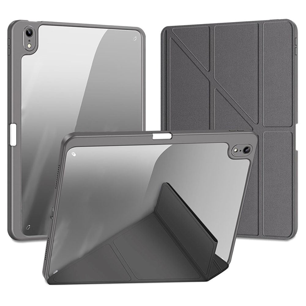 DUX DUCIS MAGI Series iPad 11" (2025) / iPad 10.9" (2024/2022) PU Læder / Plastik Flip Cover - Gennemsigtig / Grå