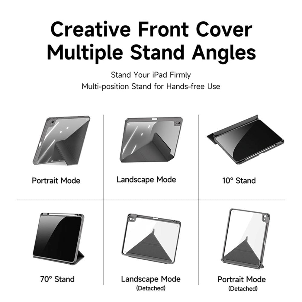 DUX DUCIS MAGI Series iPad 11" (2025) / iPad 10.9" (2024/2022) PU Læder / Plastik Flip Cover - Gennemsigtig / Grå