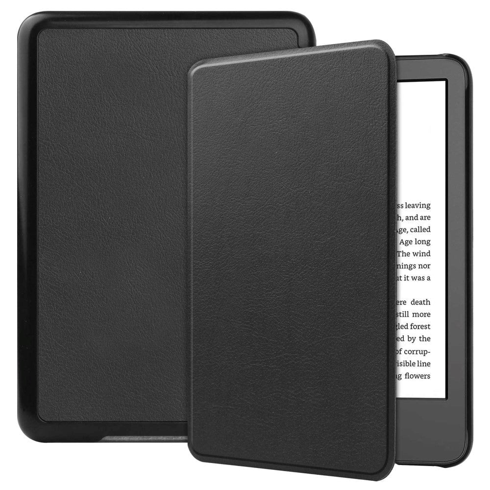 Amazon Kindle 11th Generation (2022) Læder Kindle Cover m. Vågeblus Funktion - Sort