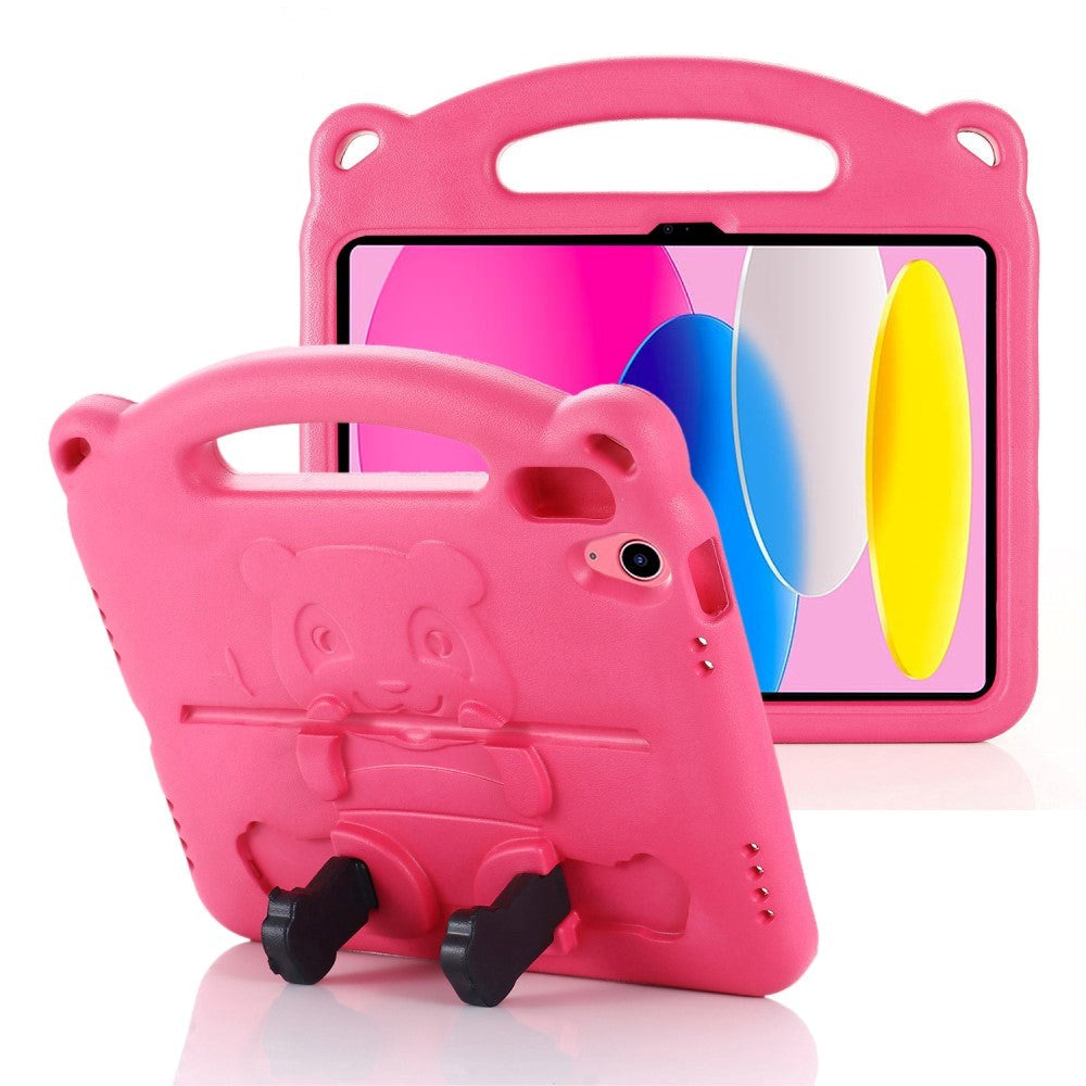iPad 11" (2025) / iPad 10.9" (2024/2022) Cover til Børn - Panda Kickstand Tablet Cover - Pink