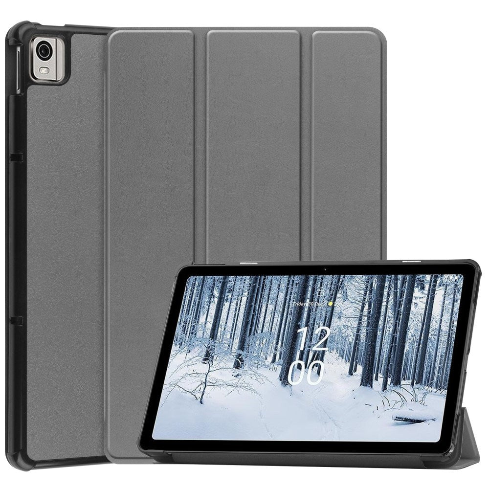 EIDERWOOD Nokia T21 Tri-Fold Læder Tablet Cover m. Standerfunktion - Grå