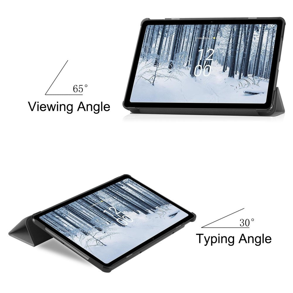 EIDERWOOD Nokia T21 Tri-Fold Læder Tablet Cover m. Standerfunktion - Grå