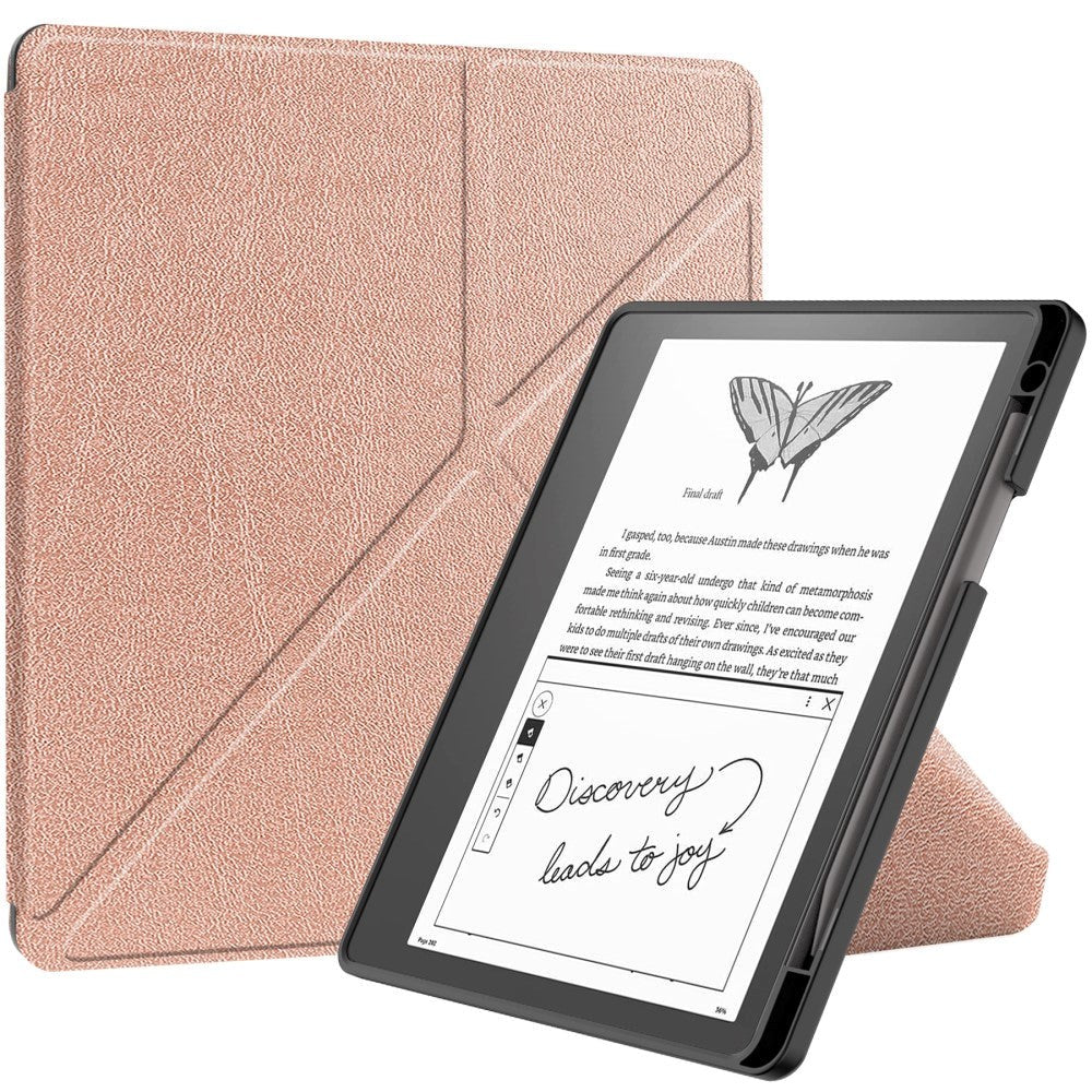 Amazon Kindle Scribe 11th Generation (2022) Origami Kunstlæder Tablet Cover m. Pen Holder - Rose Gold