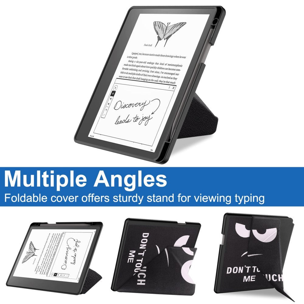 Amazon Kindle Scribe 11th Generation (2022) Læder Origami Cover m. Pen Holder - "Don't Touch Me"