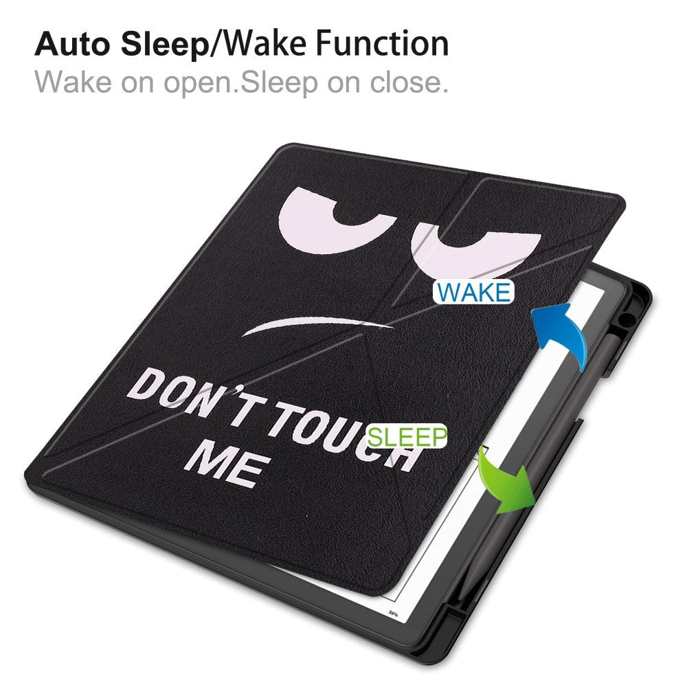 Amazon Kindle Scribe 11th Generation (2022) Læder Origami Cover m. Pen Holder - "Don't Touch Me"