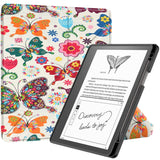 Amazon Kindle Scribe 11th Generation (2022) Læder Origami Cover m. Pen Holder - Farverige Sommerfugle