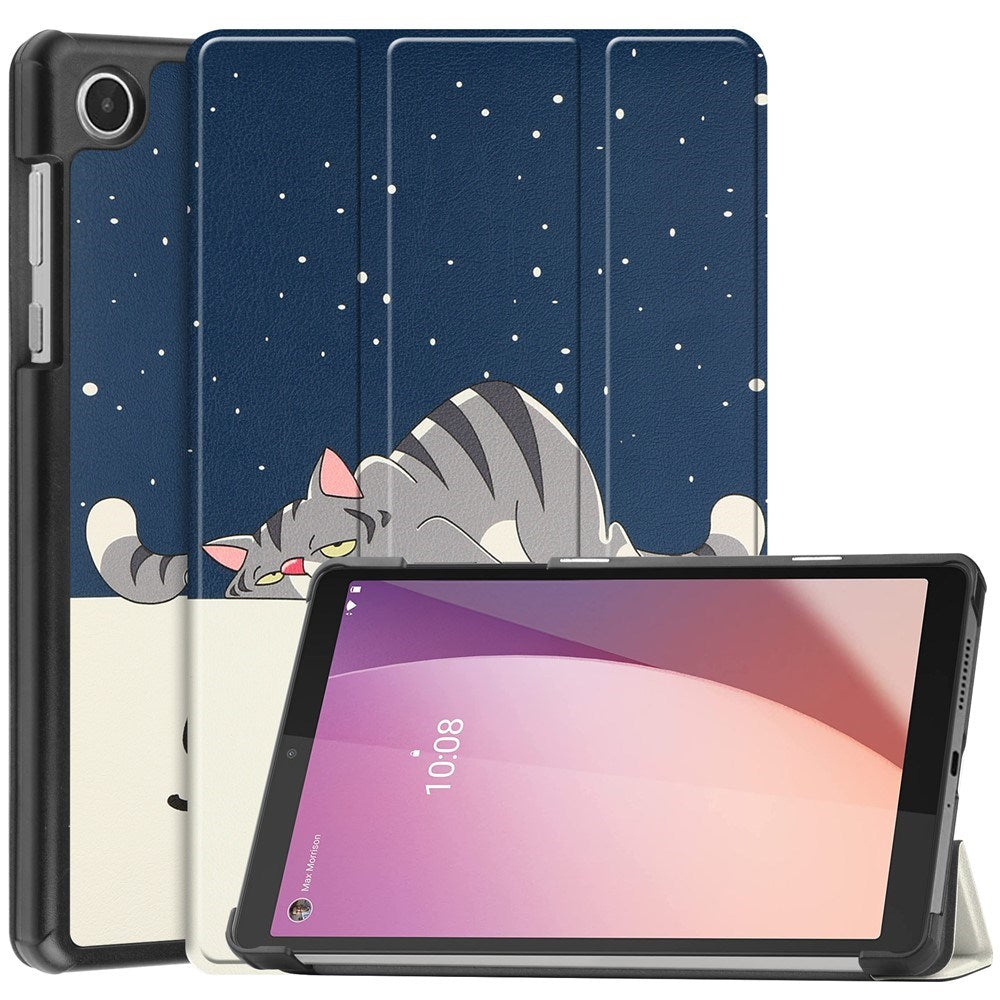 Lenovo Tab M8 (4. Gen.) - EIDERWOOD Tri-Fold Kunstlæder Flip Cover m. Mønster - Kat