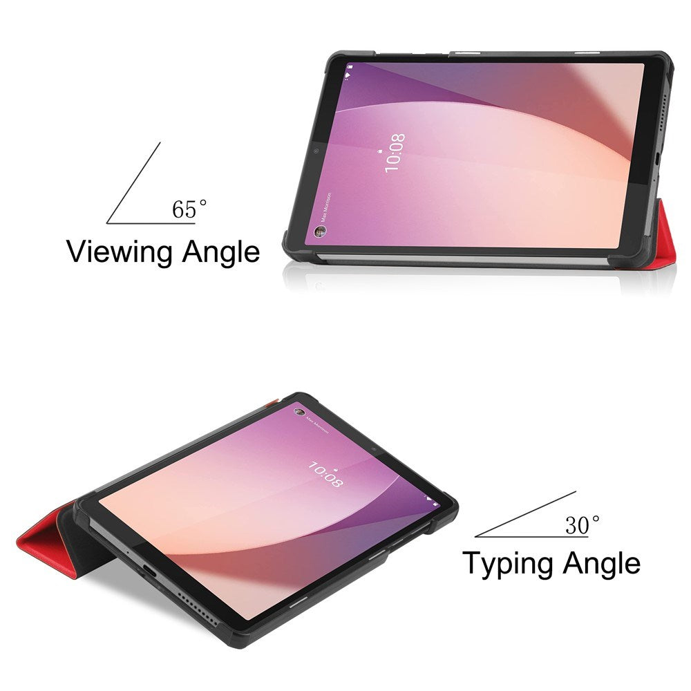 Lenovo Tab M8 (4. Gen.) - EIDERWOOD Tri-Fold Kunstlæder Flip Cover - Rød