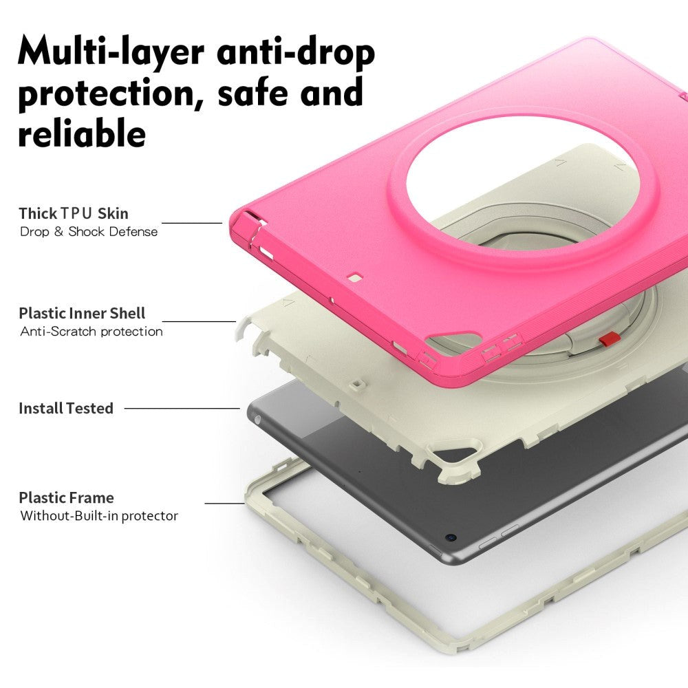 iPad 10.2 (2021 / 2020 / 2019) Håndværker Tablet Cover m. Kickstand & Håndholder - Lyserød