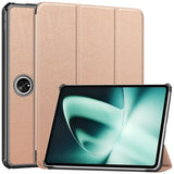 OnePlus Pad / Oppo Pad 2 Tri-Fold Læder Tablet Cover m. Vågeblus Funktion - Rose Gold