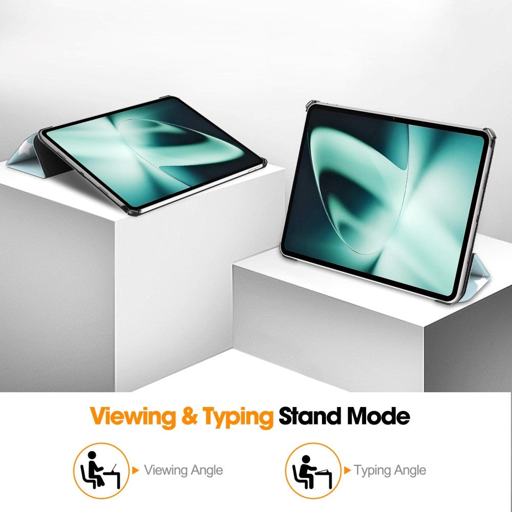OnePlus Pad / Oppo Pad 2 Læder Tablet Cover m. Tri-fold Stand & Vågeblus Funktion - Enhjørning