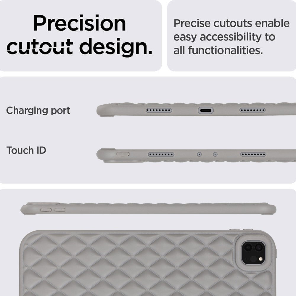 iPad Pro 11" ( 2022 / 2021 / 2020) Fleksibelt Plastik Tablet Cover - Rhombe Design - Grå