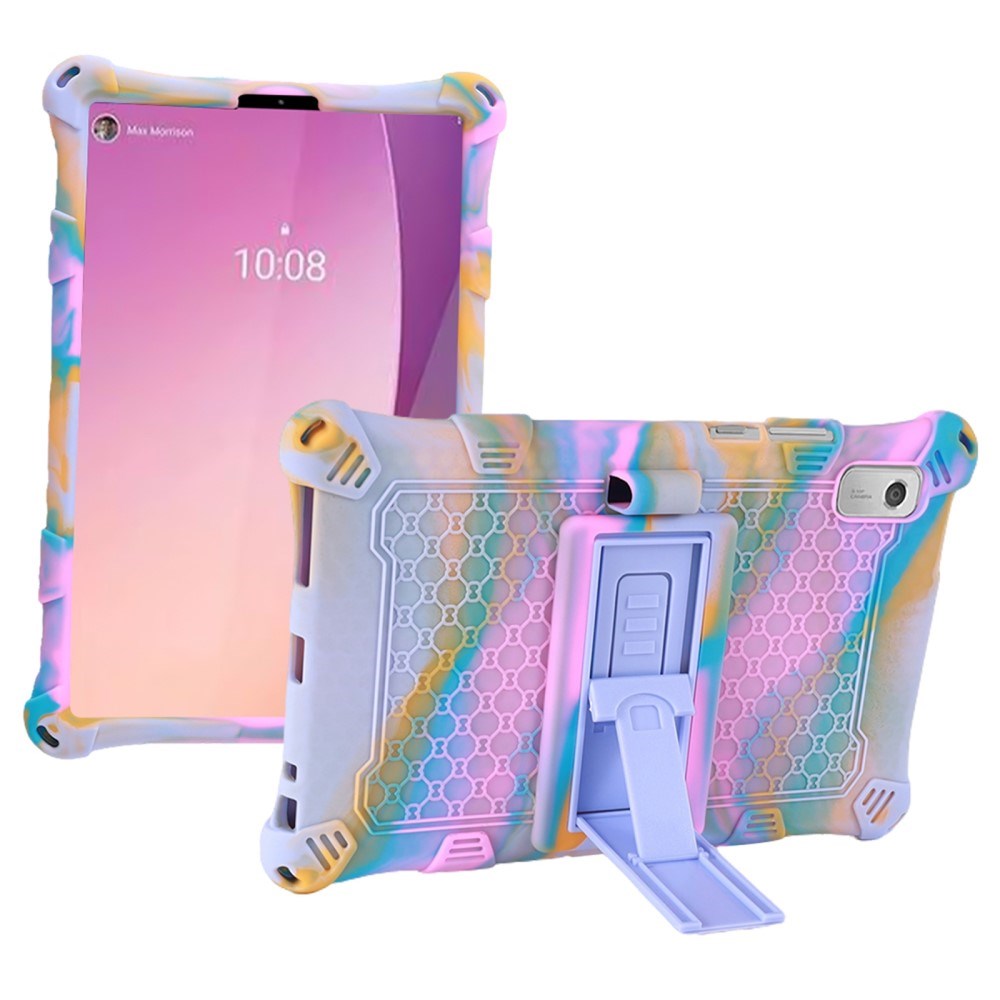 Lenovo Tab M9 Silikone Tablet Cover m. Ståfunktion - Lilla / Lyserød