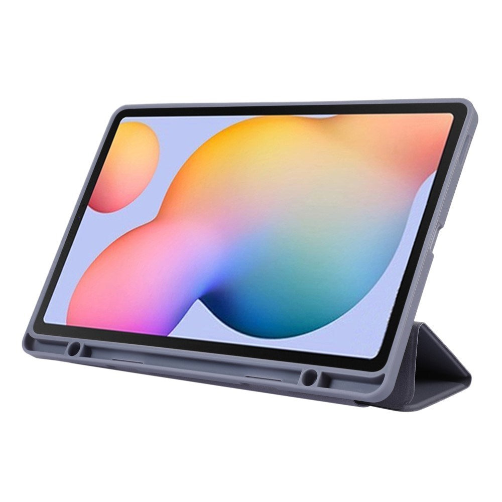 Samsung Galaxy Tab S6 Lite (2020-2024) Magnetisk Tri-Fold Læder Tablet Cover m. Pencil Holder - Sort