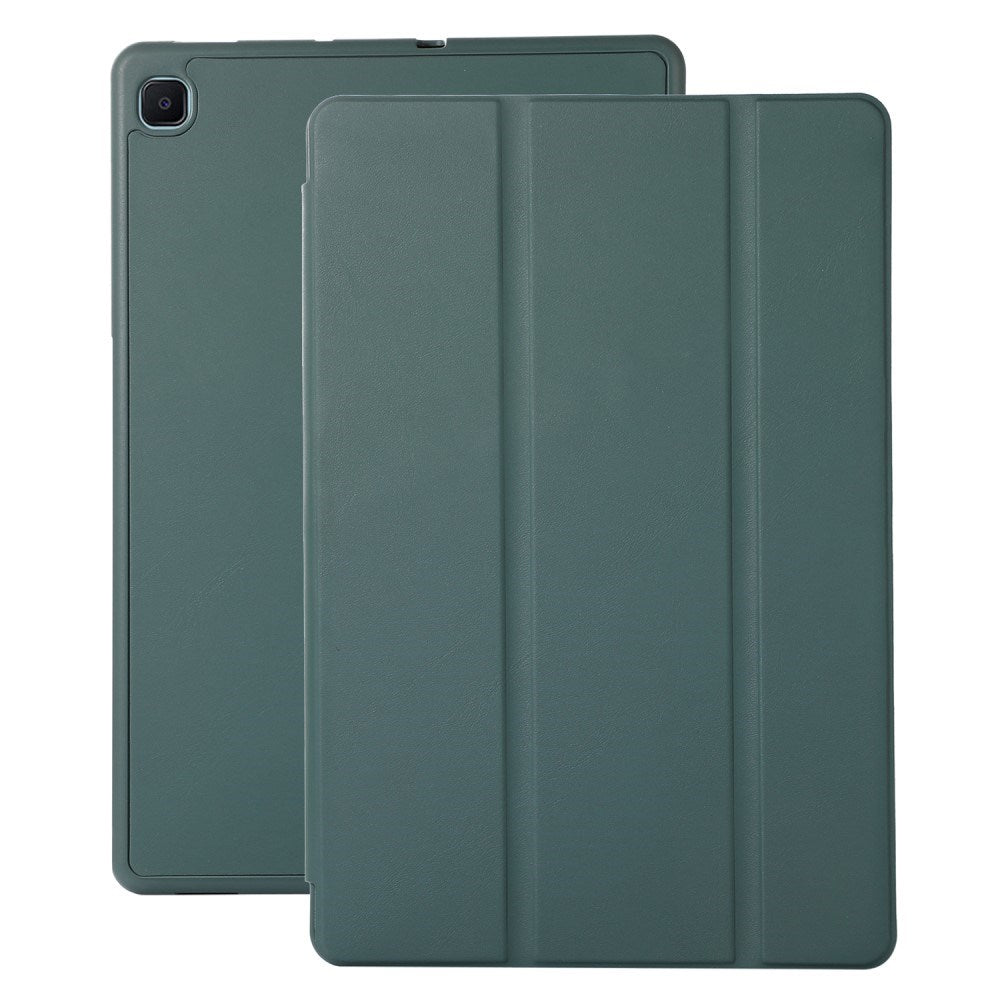 Samsung Galaxy Tab S6 Lite (2020-2024) Magnetisk Tri-Fold Læder Tablet Cover m. Pencil Holder - Mørkegrøn