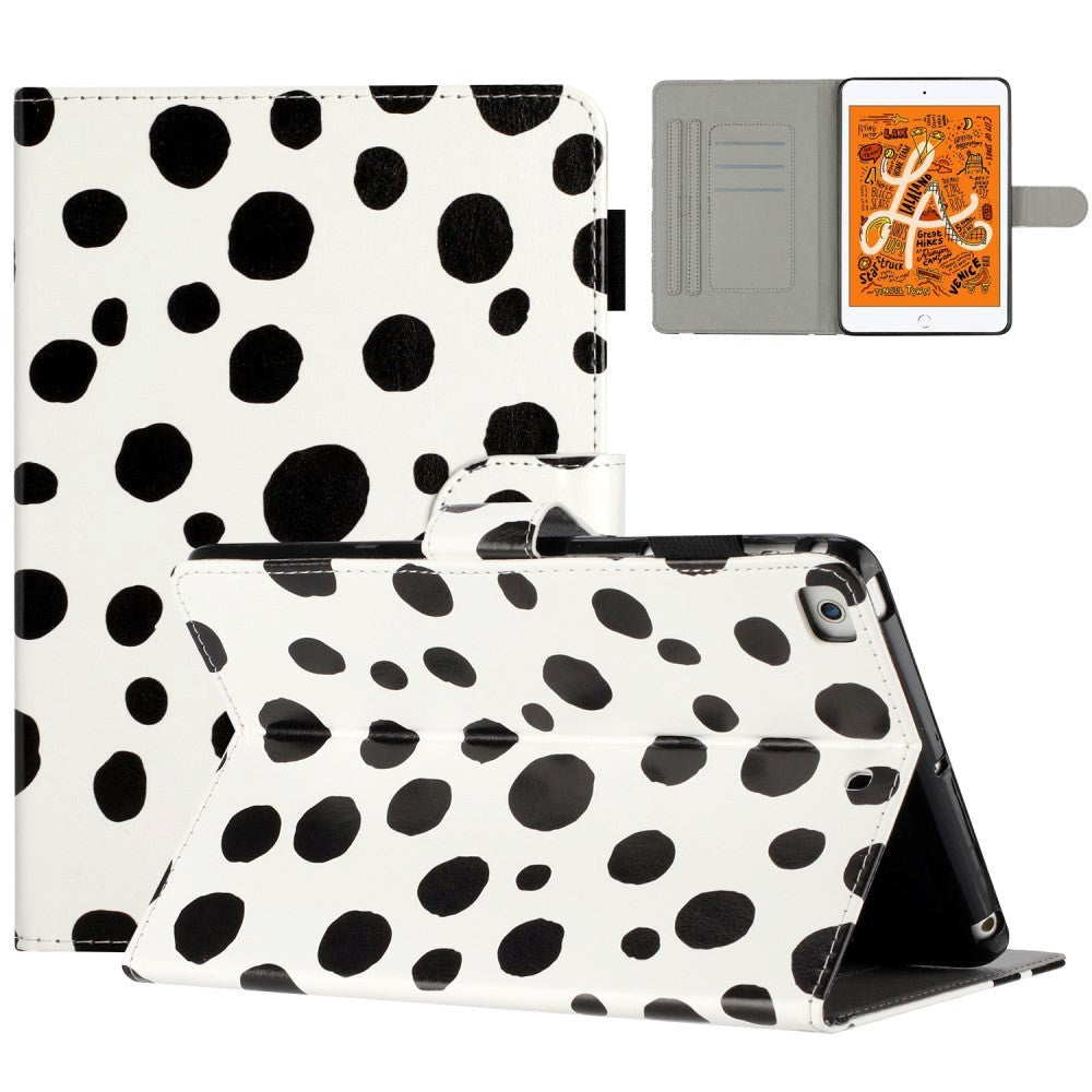 iPad Pro 9.7 (2016) / iPad Air / iPad Air 2 / iPad 9.7 (2017/2018) Læder Tablet Cover m. Farvede Prikker - Hvid / Sort