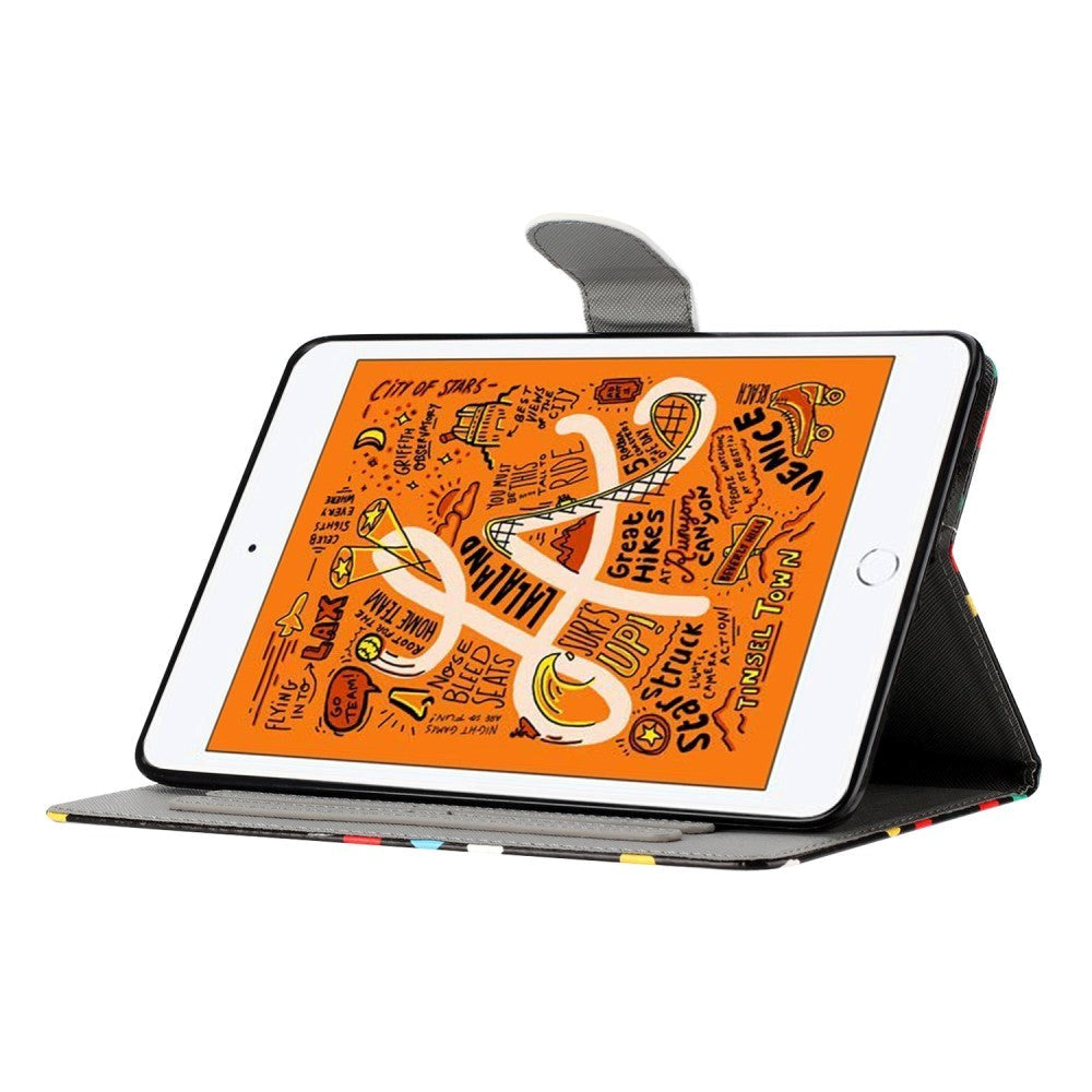 iPad Pro 9.7 (2016) / iPad Air / iPad Air 2 / iPad 9.7 (2017/2018) Læder Tablet Cover m. Farvede Prikker - Hvid / Sort