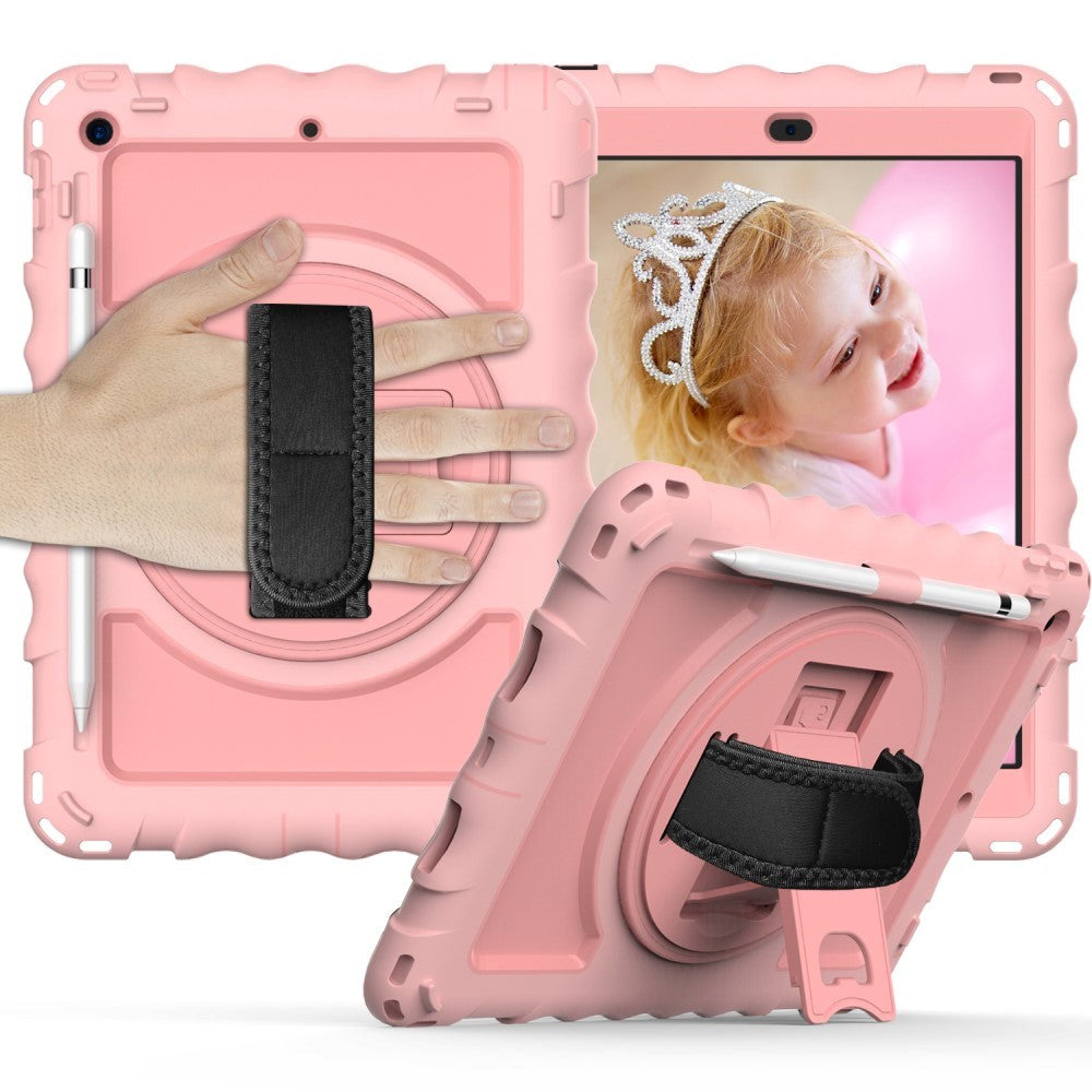 iPad 10.2" (2021 / 2020 / 2019) Håndværker Tablet Cover m. Håndholder, Kickstand & Apple Pencil Holder - Rose Gold