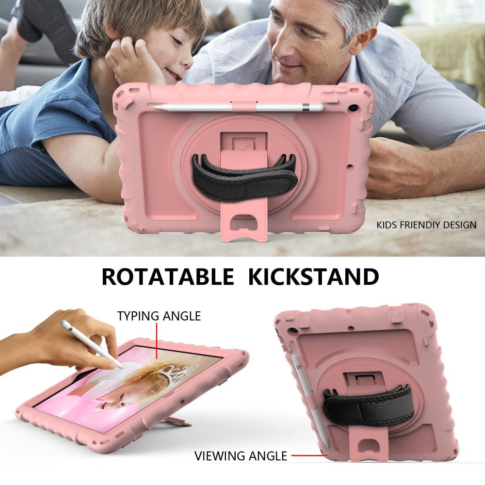 iPad 10.2" (2021 / 2020 / 2019) Håndværker Tablet Cover m. Håndholder, Kickstand & Apple Pencil Holder - Rose Gold