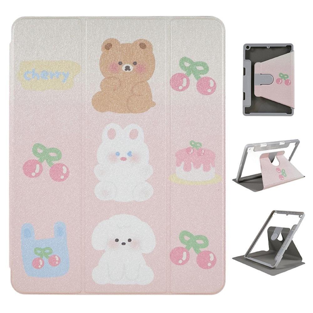 iPad 10.2" (2021 / 2020 / 2019) Hybrid Tablet Cover m. 360° Kickstand & Apple Pencil Holder - Dyr / Gennemsigtig