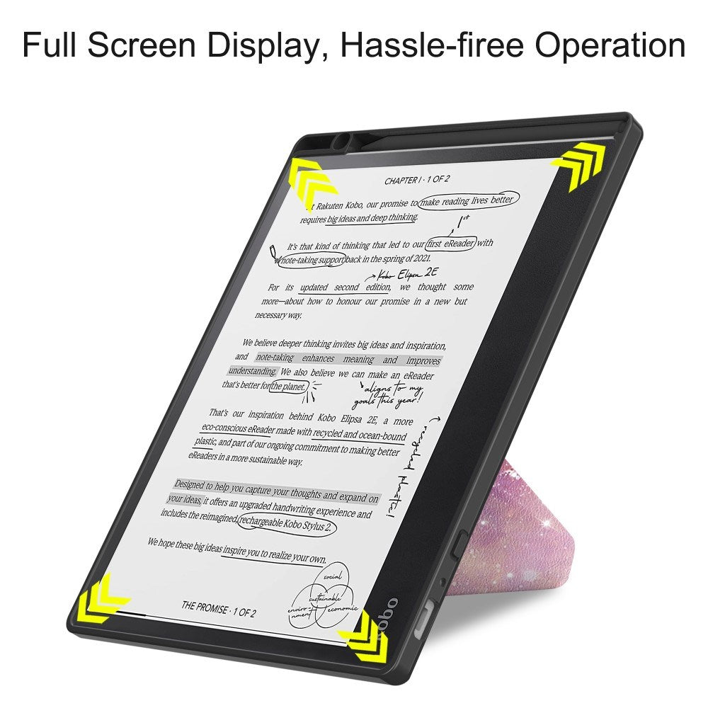 EIDERWOOD Kobo Elipsa 2E Origami Læder Tablet Cover m. Pen Holder - Galakse
