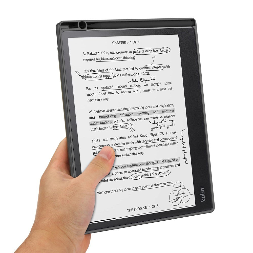 EIDERWOOD Kobo Elipsa 2E Origami Læder Tablet Cover m. Pen Holder - Farverige Sommerfugle og Blomster