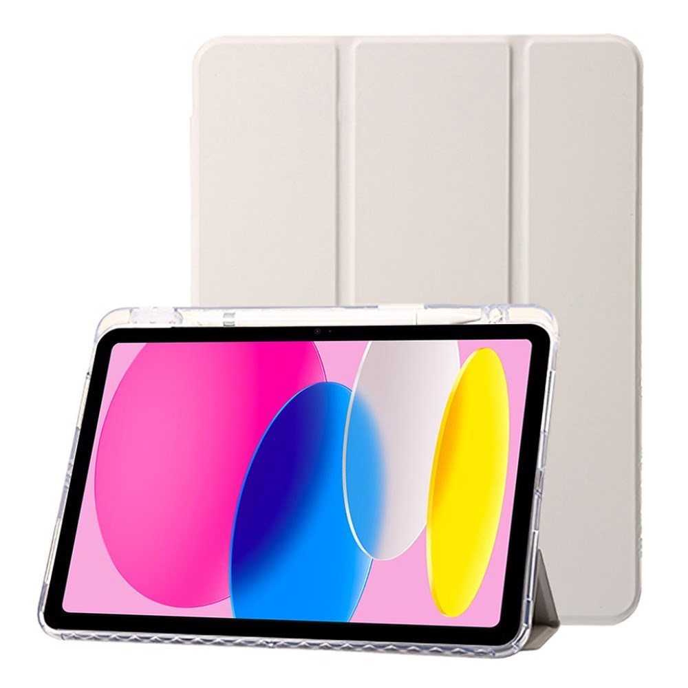 EIDERWOOD iPad 11" (2025) / iPad 10.9" (2024/2022) Tri-Fold Kunst Læder Tablet Cover m. Apple Pencil Holder - Creme