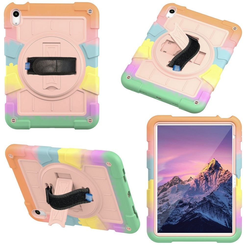 iPad 11" (2025) / iPad 10.9" (2024/2022) Håndværker Tablet Cover m. Håndholder, Kickstand & Skulderstrop - Lyserød / Multi