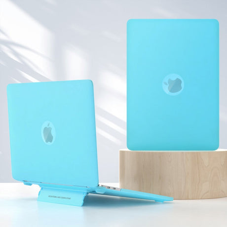 Macbook Air 13 (2018-2020) Plastik Macbook Cover m. Stand - Frosted Blå