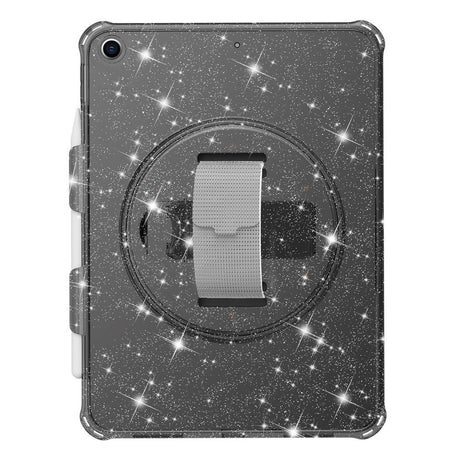 iPad 10.2" (2021 / 2020 / 2019) Hårdt Plastik Tablet Cover m. Håndholder, Kickstand & Skulderstrop - Gennemsigtig / Glitter Sort