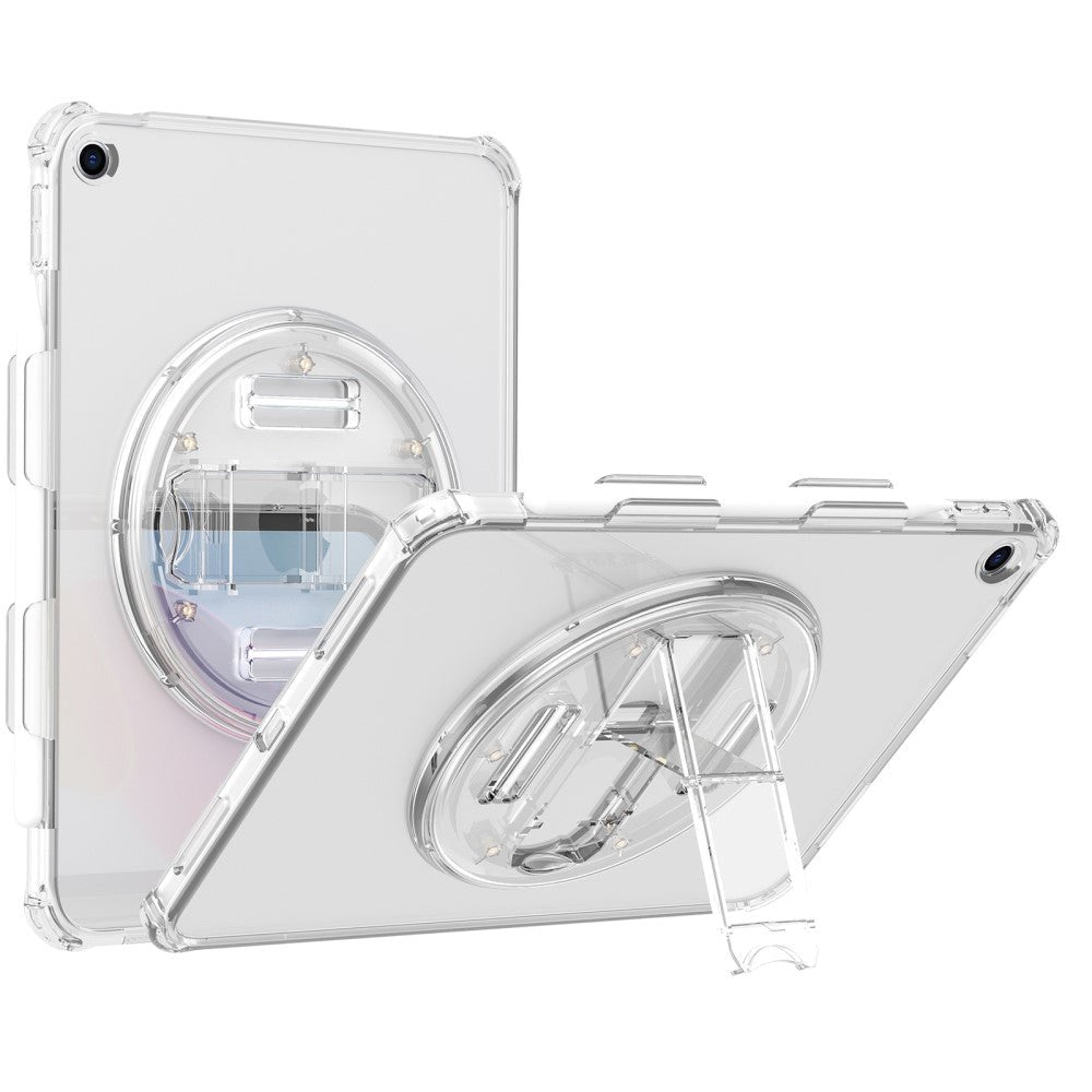 iPad 10.2" (2021 / 2020 / 2019) Hårdt Plastik Tablet Cover m. Håndholder, Kickstand & Skulderstrop - Gennemsigtig