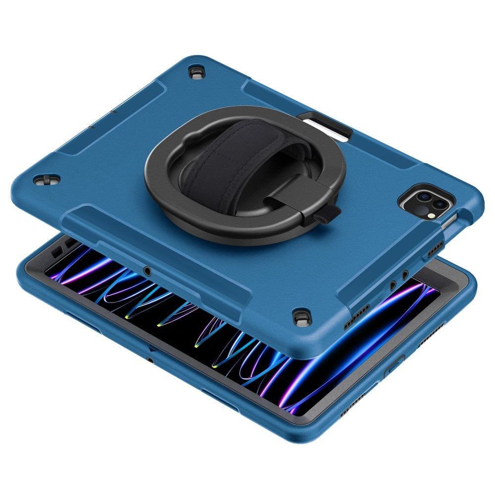 iPad Air 10.9-11" (2025-2020) / Pro 11" (2022-2018) EIDERWOOD Håndværker Cover med Beskyttelsesfilm, Apple Pencil Holder & Håndholder - Blå