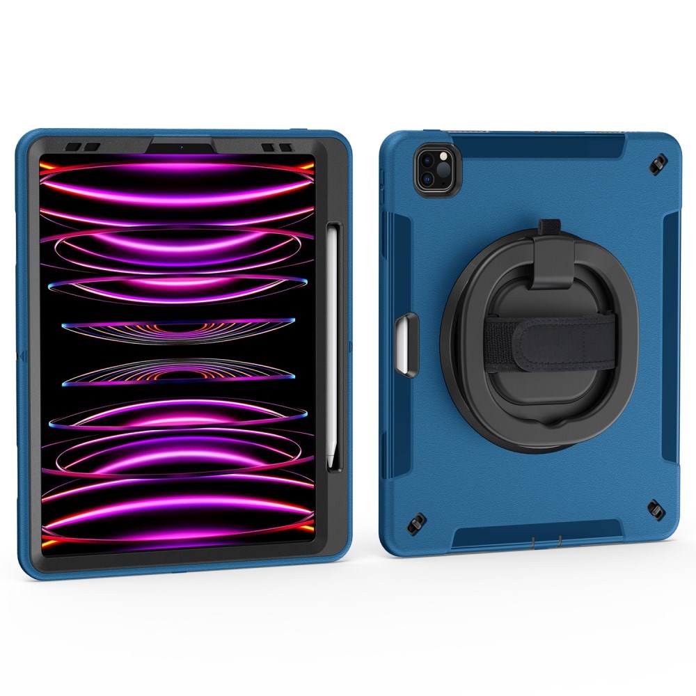 iPad Air 13" (2025 / 2024) / Pro 12.9" (2022 / 2021 / 2020 / 2018) EIDERWOOD Håndværker Cover med Beskyttelsesfilm, Apple Pencil Holder & Skulderstrop - Blå