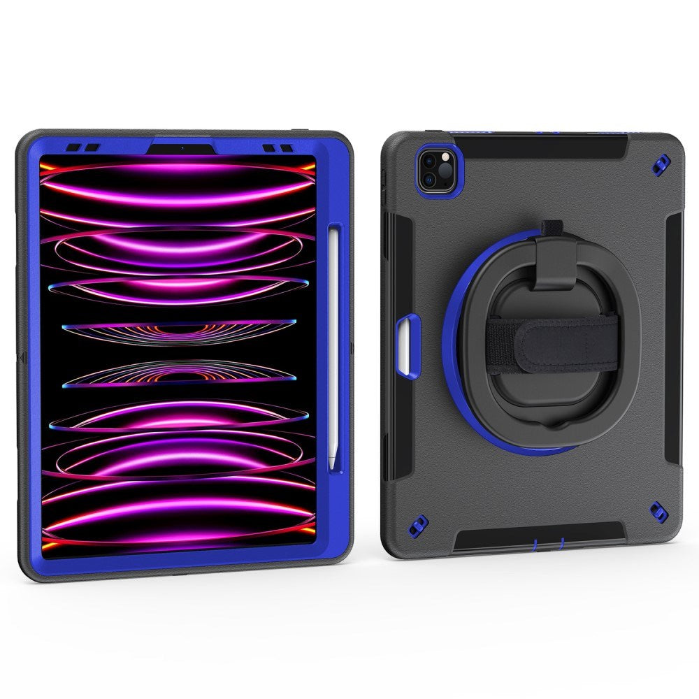 iPad Air 13" (2025 / 2024) / Pro 12.9" (2022 / 2021 / 2020 / 2018) EIDERWOOD Håndværker Cover med Apple Pencil Holder & Skulderstrop - Sort / Koboltblå